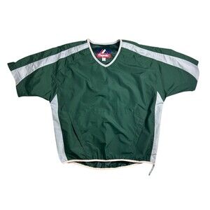 Majestic Men's Green V-Neck Baseball Pullover Jacket  Size M  SS  Vented Pockets